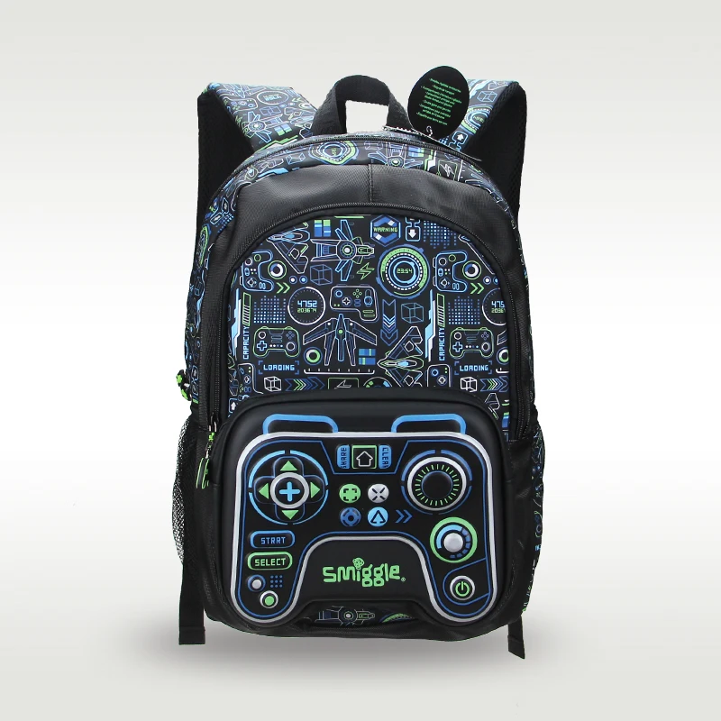 Mochila impermeável para meninos, saco do punho do console do jogo, mochila escolar original para crianças, preto, Austrália, smiggle, 7-12 anos velho, 16"