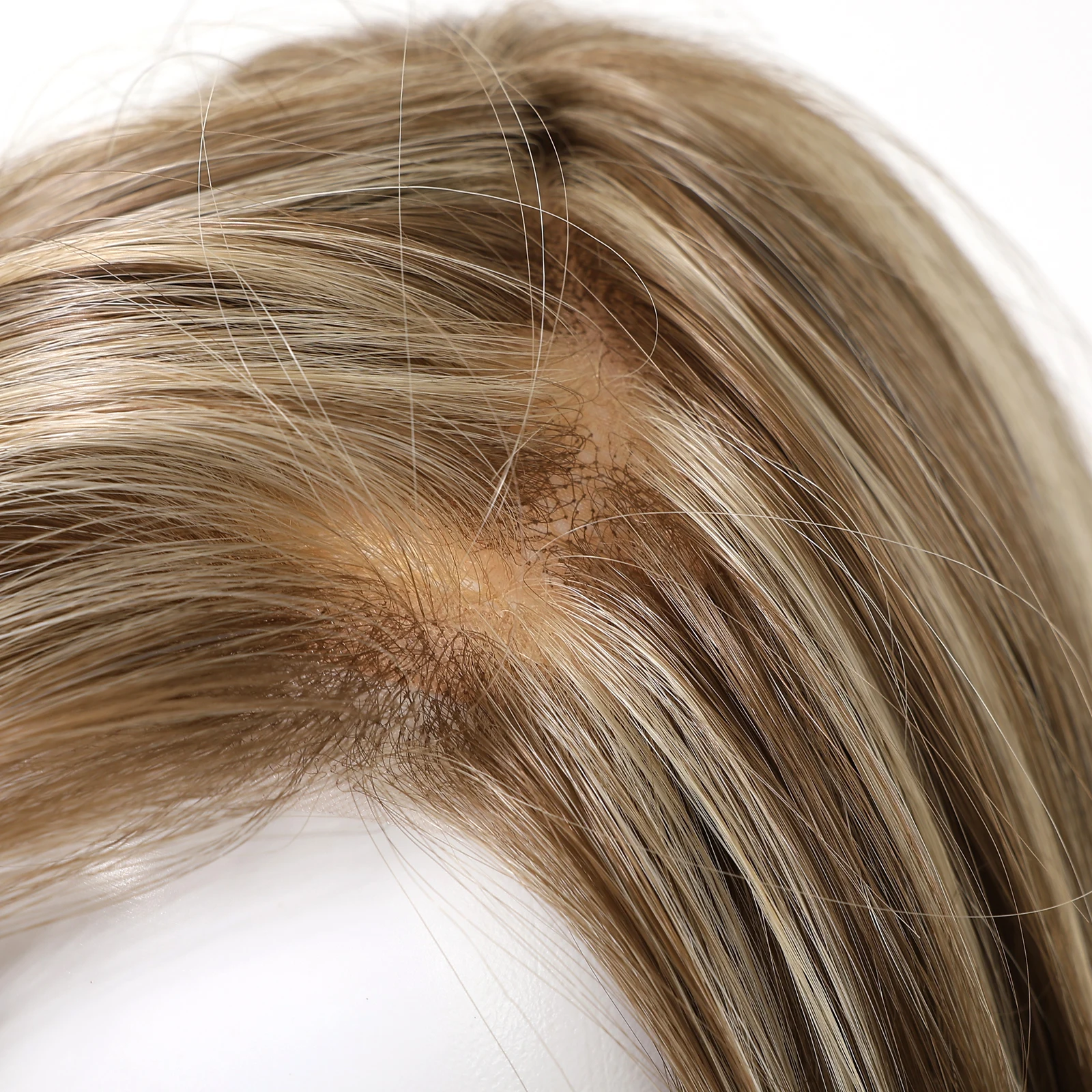 MONO-Perruque Lace Frmeds Synthétique pour Femme Blanche, Cheveux Blonds Brun Clair, Perruques Droites Layered, Longueur Moyenne, 03/16 Pouces