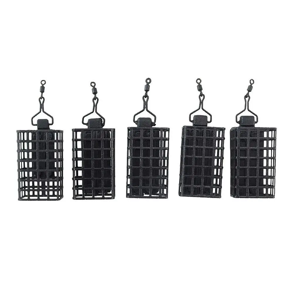 

5Pcs Round Square Fishing Feeder Cage 10g-50g Stainless Steel Fishings Lure Cage Portable Trap Bait Basket Fishing Tackle