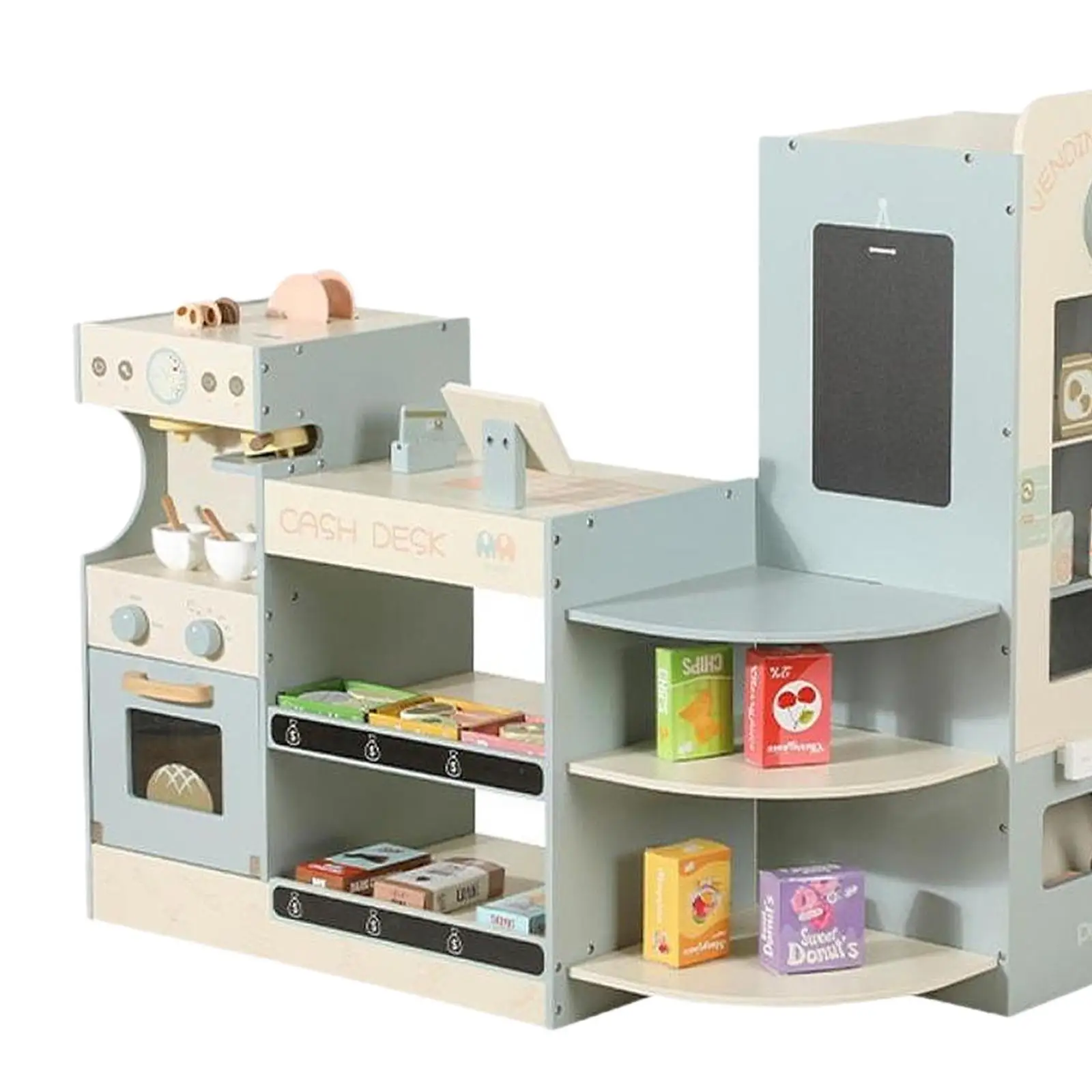 Pretend Play Store ร้านขายของเล่นอุปกรณ์เสริมไม้อิสระของขวัญเด็กสมจริง Play Store Market Stall ของเล่นสําหรับ Daycare ชายหญิง