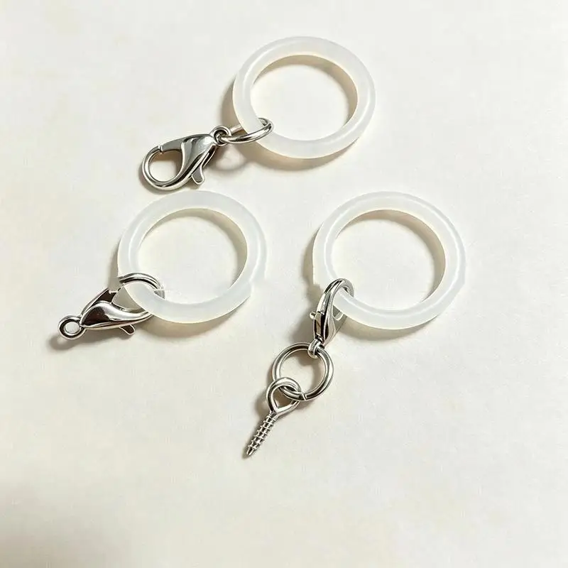 10 Stück transparente, O-förmige Silikon-Schlüsselringe, flexible Gummi-O-Ringe, Verbindungsstücke, Zubehör für die Herstellung von Schmuck, Taschenanhängern und DIY-Projekten. – Detail 2