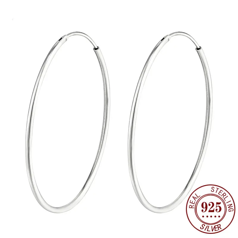 Senlissi - Platinum Hoop Earrings for Women, 925 Sterling Silver Jewelry Female Fashion Ear Rings Cерьги Kольцаv For Gift  L007