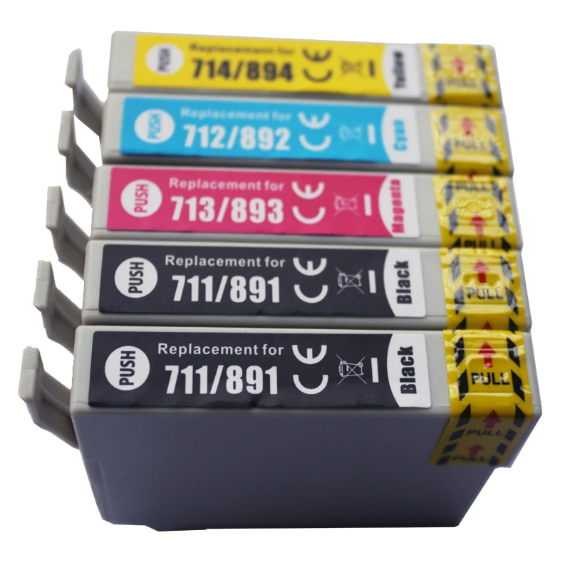 5 COMPATIBLE T0891 E-711BK E-712C E-713M E-714Y INK CARTRIDGE FOR EPSON STYLUS DX4050 SX515W SX218 SX110 DX8400 INKJET PRINTERS