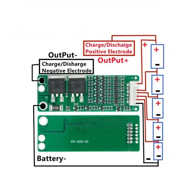 5S 15A Lithium-Ionen-Akku 18650 Lithium-Batterieladegerät Ladeschutzplatinenmodul 18,5 V 21 V
