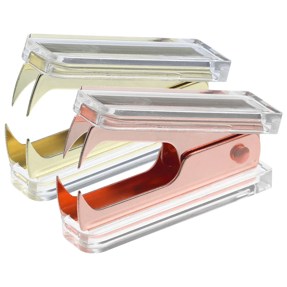

2 Pcs Transparent Acrylic Staple Remover Tool Heavy Duty Office Supplies Desk Rose Gold Staples Puller Portable Storage