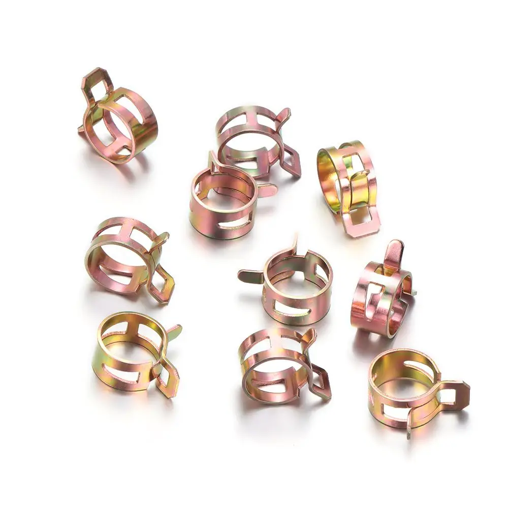10Pcs New Galvanized 5-16mm  Spring Clips Tube Clamp Fastener Fuel Oil Line Water Hose Pipe