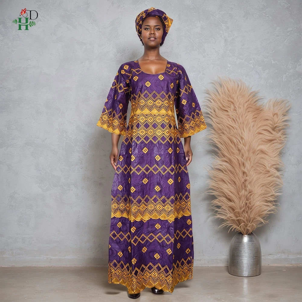 Nuovo abito tradizionale da donna africana ricamo oro Bazin Riche vestito da festa nuziale abito Bubu abito da chiesa Boubou Djellaba