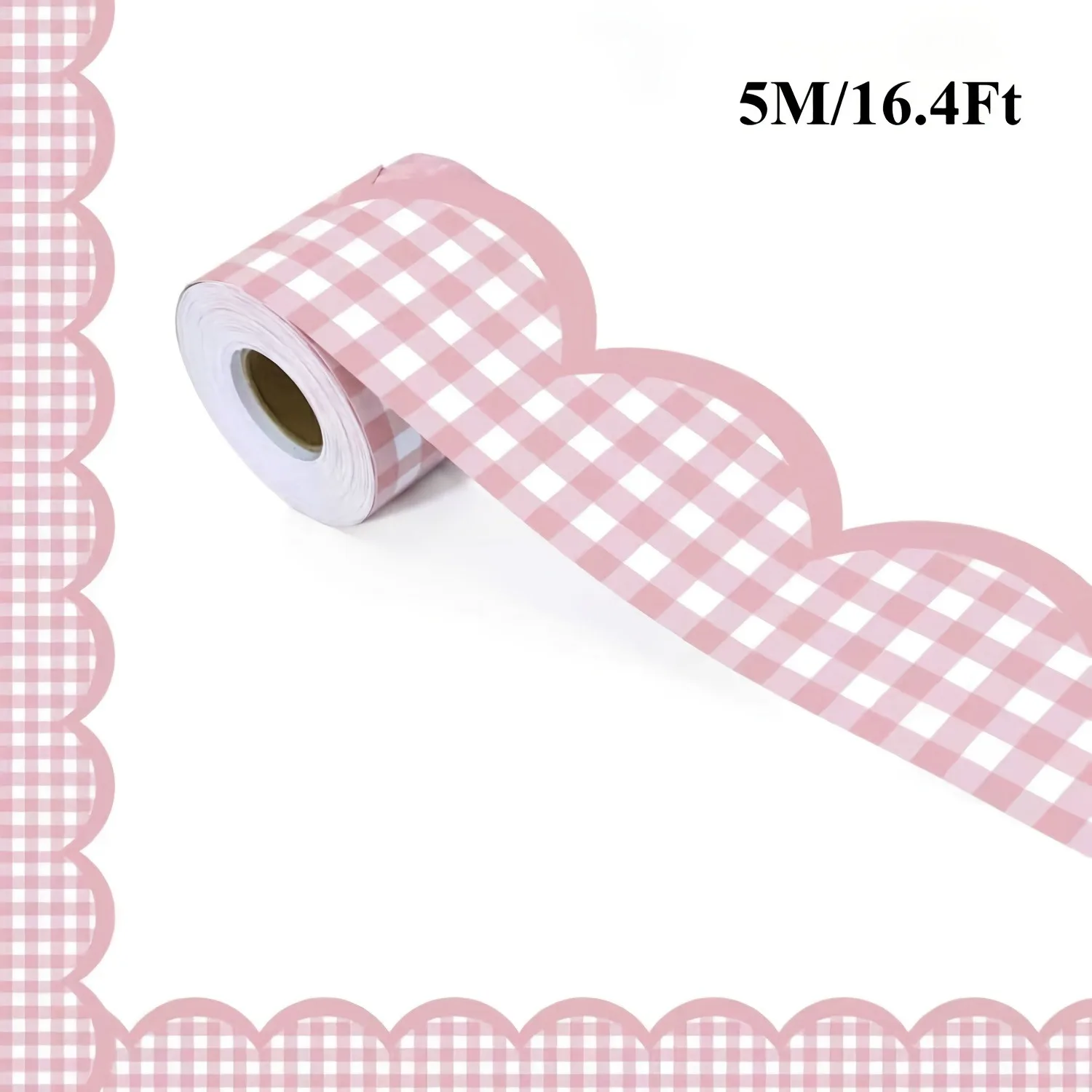 Pink Grid Bulletin Board Border -16.4ft Self-Adhesive Decorative Trim for Classroom Blackboards,School, Home & Office Wall Decor