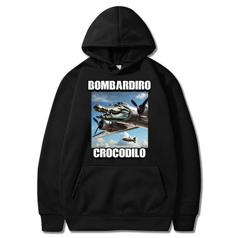 

Bombardiro Crocodilo Funny Italian Brainrot Meme Hoodie Fashion Humor Novelty Sweatshirt Oversized Popular Men Women Tracksuit