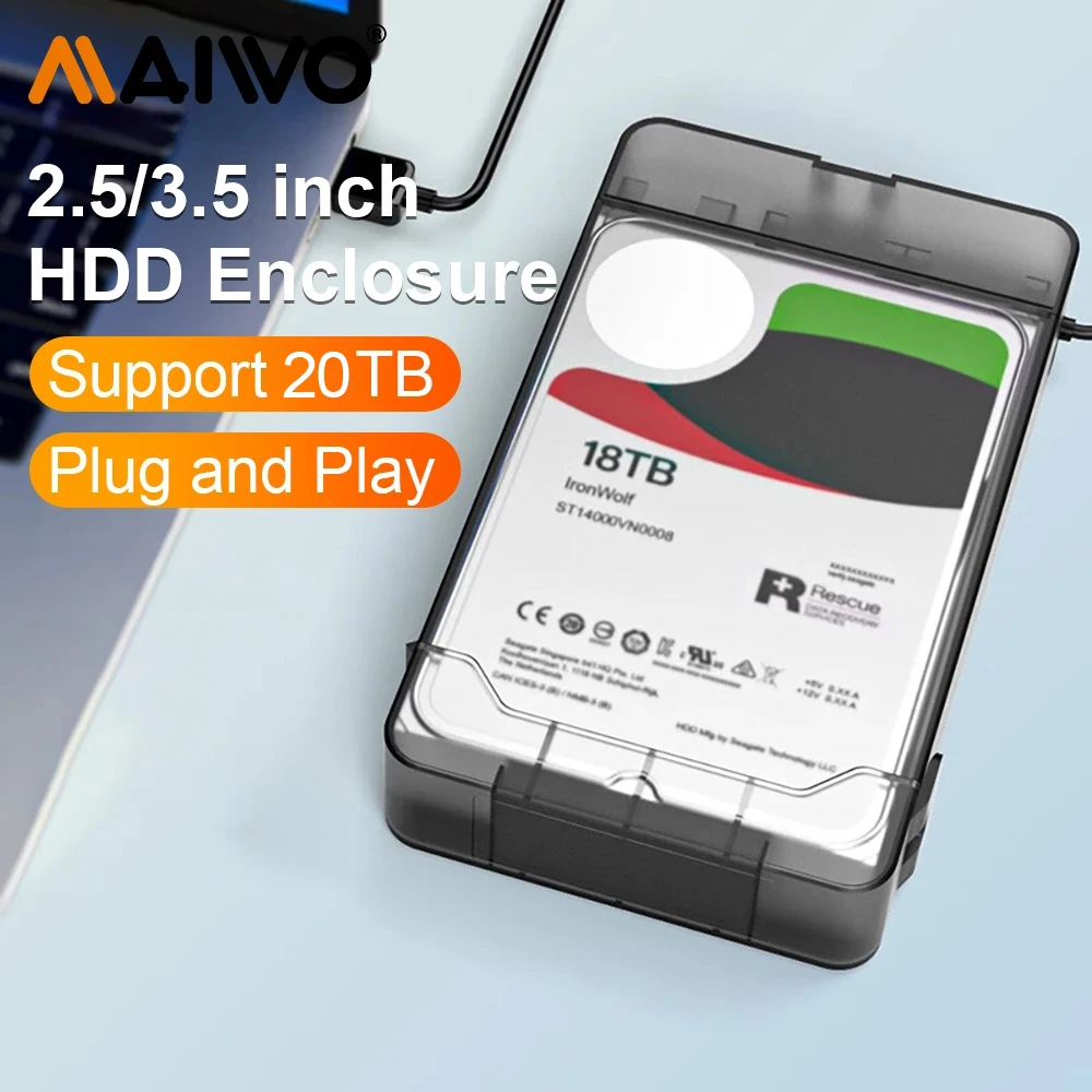 MAIWO 외장 하드 드라이브 인클로저 HD 케이스, SSD 솔리드 스테이트 직렬 포트, 기계식 외장 박스, 2.5 3.5 인치 HDD 케이스, USB3.0