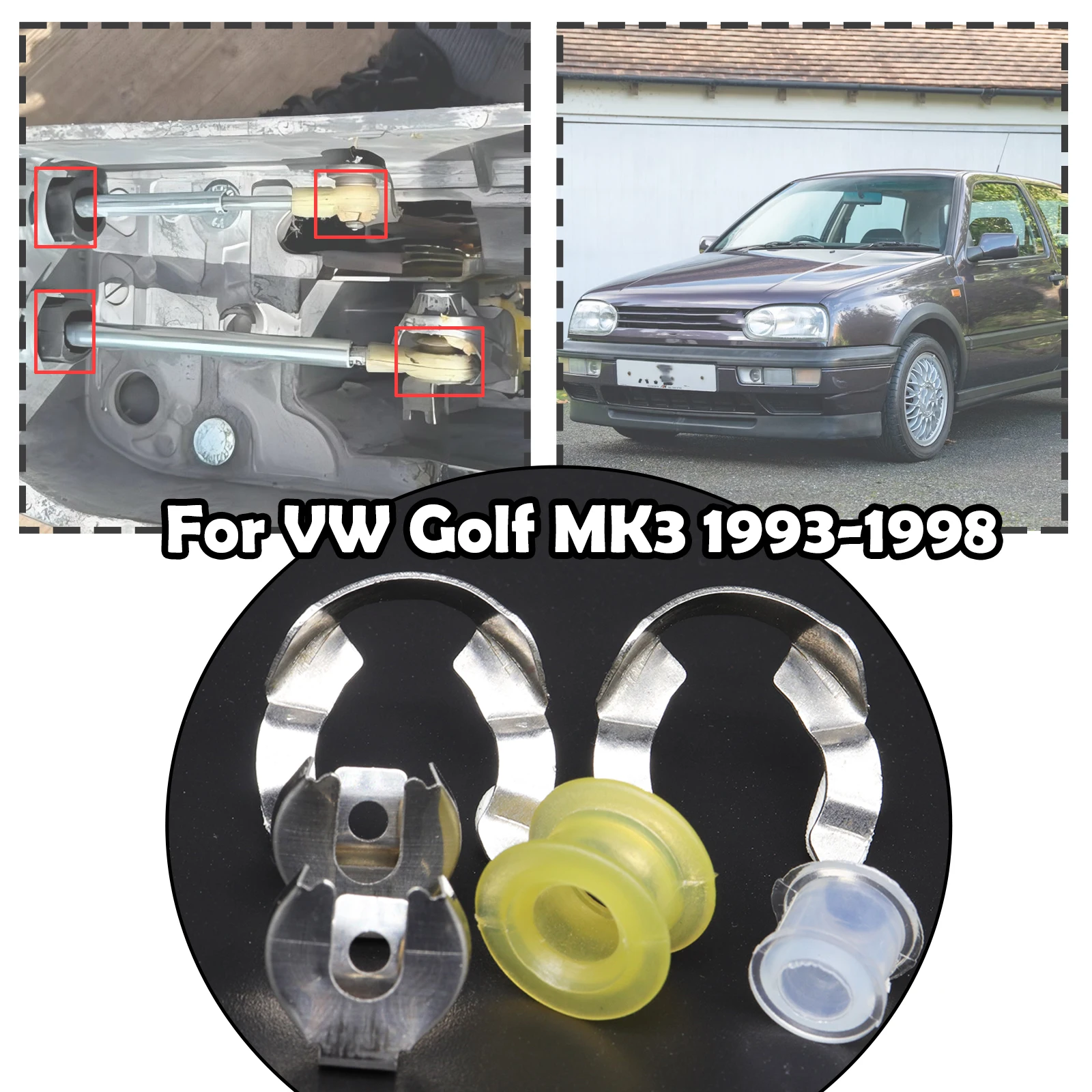 

Для VW Golf MK3 комплект втулок троса переключения передач с ручным управлением, стопорная шайба, селектор, концевая тяга, коробка передач, замена 1993-1998 гг.