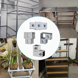 4Pcs Cast Aluminum 25*25mm Square Pipe Railing Clamp Connector Hex Grub Nut Tee Corner For DIY Stand Rack Fence