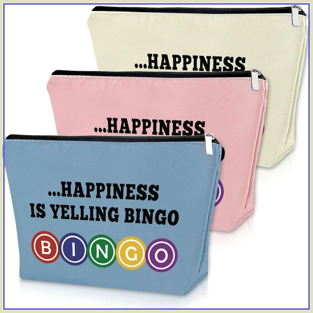 

3PCS Bingo Gifts Makeup Bag for Adults Lucky Gambler Christmas Travel Pouch