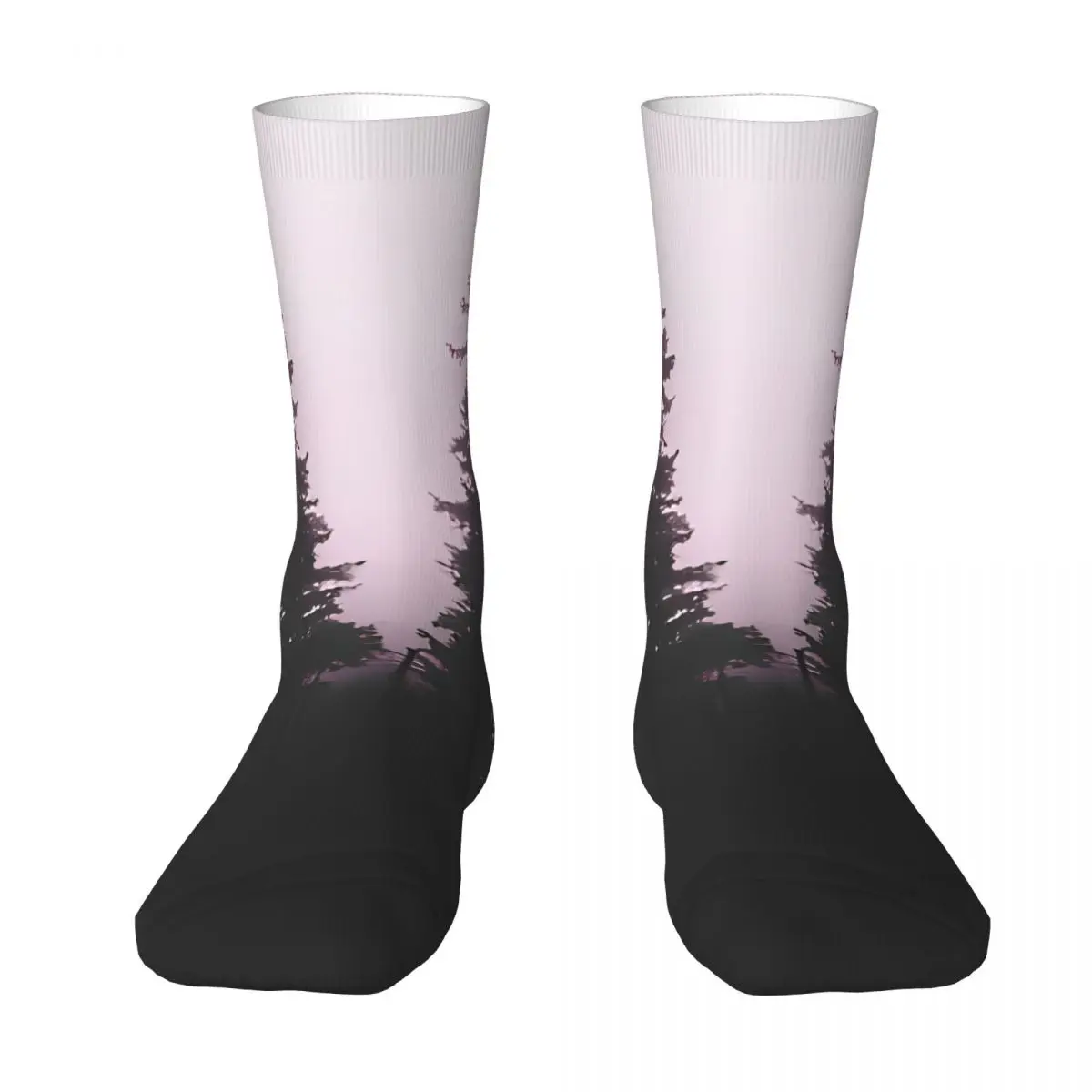 Purple Foggy Forest Stockings Men Misty Fairytale Wilderness Forest Socks Medium Socks Winter Skateboard Non Slip Pattern Socks