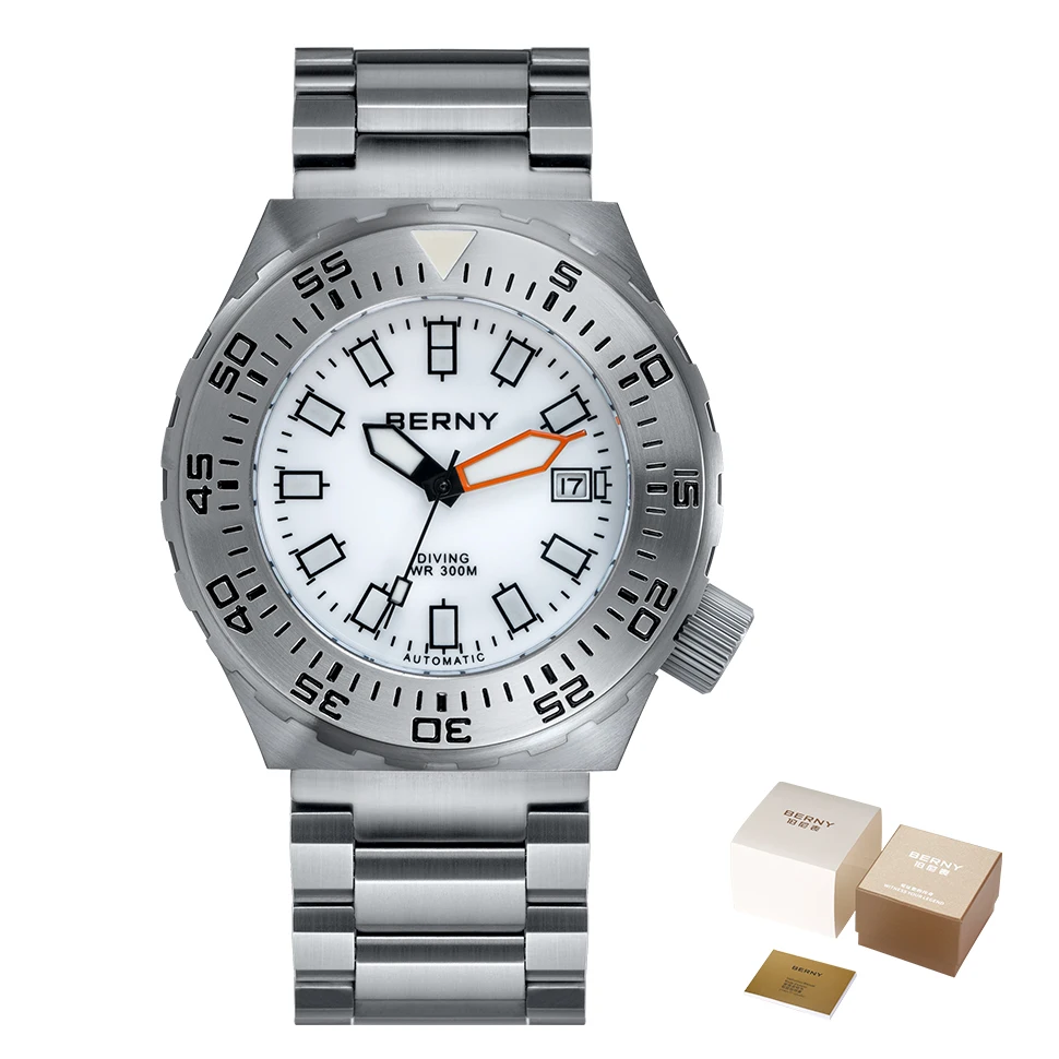 BERNY Automatische 30ATM Taucheruhr für Herren, mechanische Armbanduhren, wasserdicht, für Herren, Top-Super-Leuchtsaphir-Sport-Taucheruhren