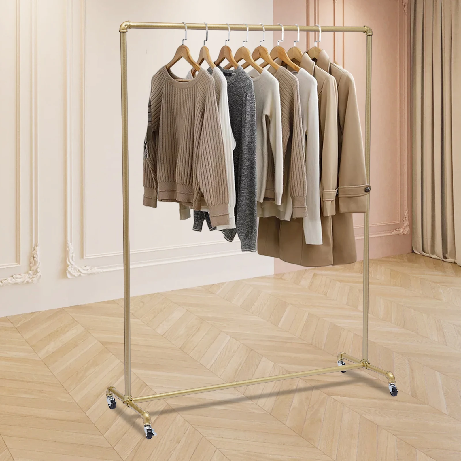 

Clothes Rack Floor Standing Clothing Storage Organizer Hangers Rolling Rack for Hanging Cloth