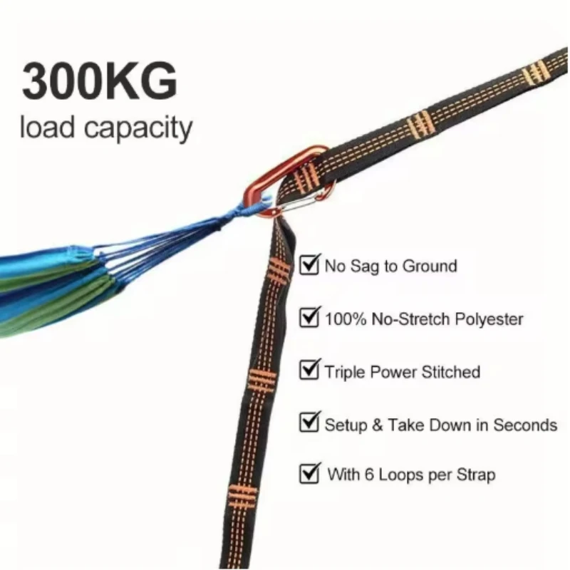 Correias De Reinforced Polyester Hammock Straps Adjustable Strap Clothesline Portable Camping Hammock Accessory Outdoor Camping