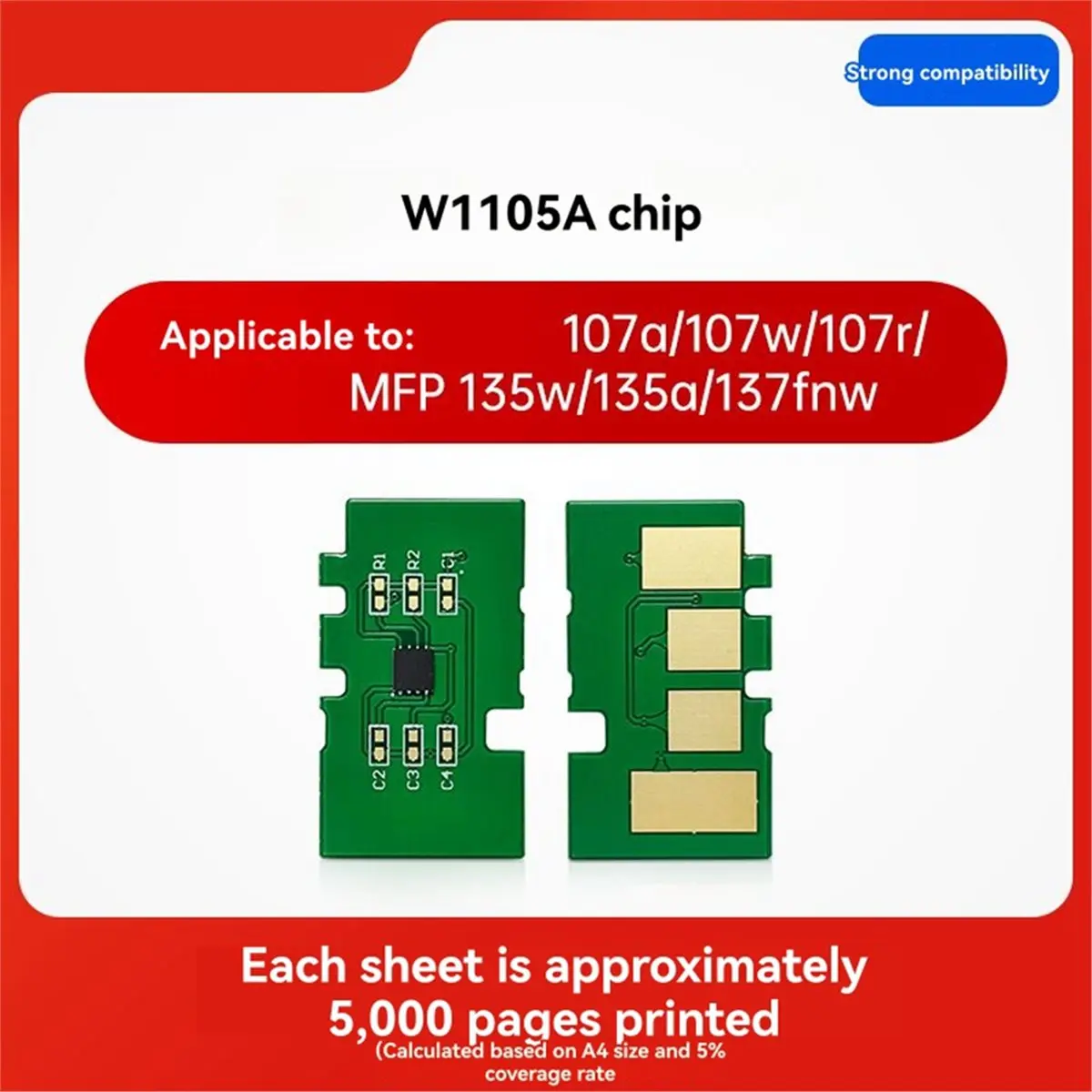 10PCS 5K Toner Chip for Laser 107a 107r 107w MFP 135a 135r 135w 137fnw Laser Printer Accessories W1107A