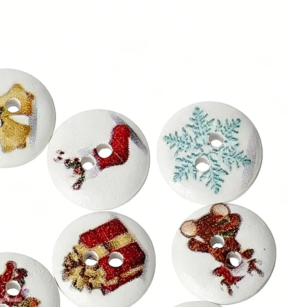 500PCS 15MM Retro Botanic Print Series Wooden Button Handwork Sewing Scrapbooking Clothing Crafts Accessories Wooden Buttons