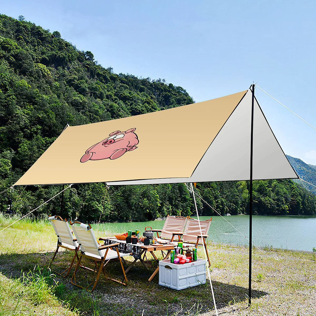 

Sunshade Canopy For Family,Waterproof UV Protection Lightweight And Portable Oxford Foldable Tent For Beach,Picnic-Cartoon Pig