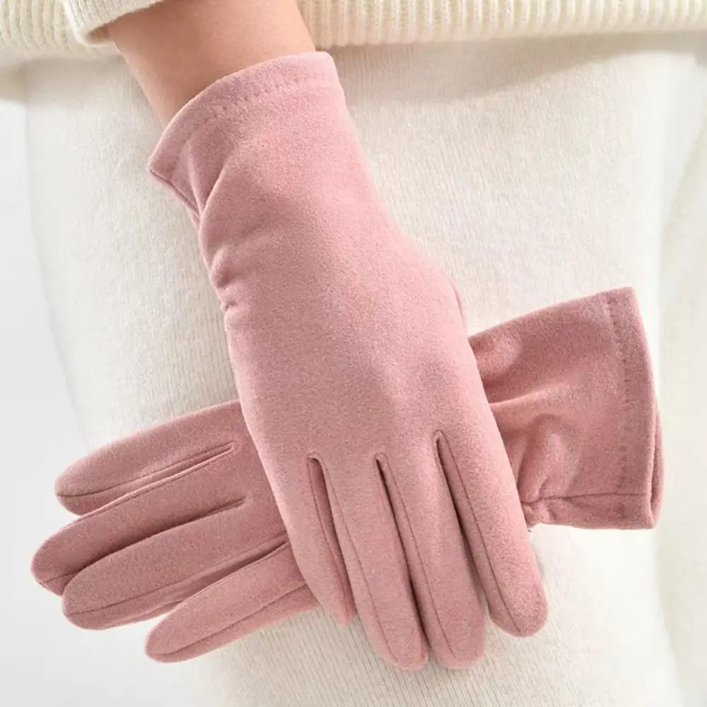 New Dralon Winter Gloves Solid Color Windproof Full Finger Gloves Coldproof Full Finger Driving Mittens Autumn and Winter