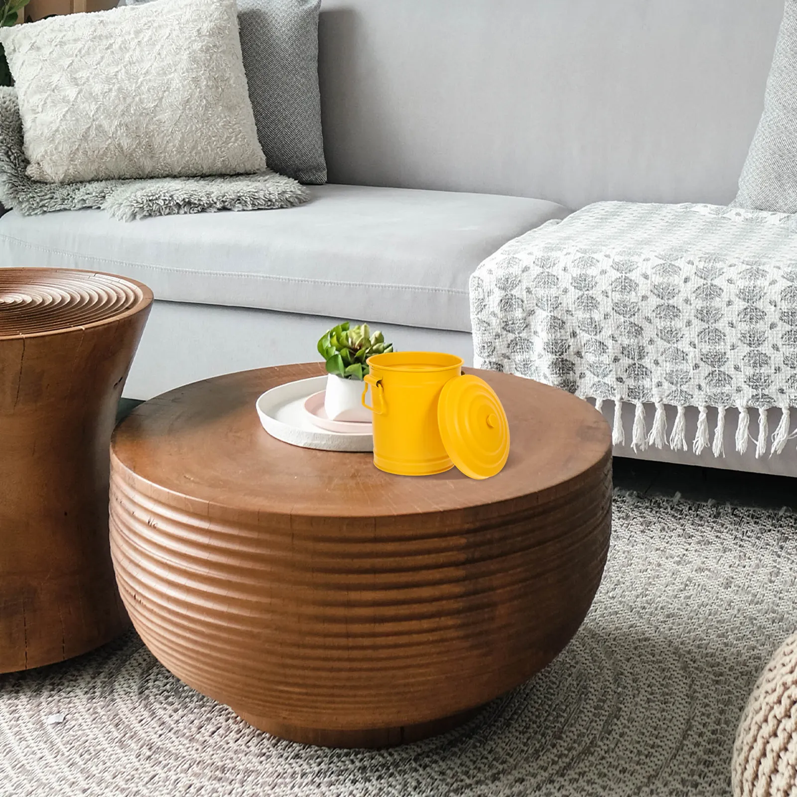 

Small Trash Can with Lid Mini Metal Wastebasket for Office Desk Bathroom Countertop Tabletop Use Compact Dustbin with Cover