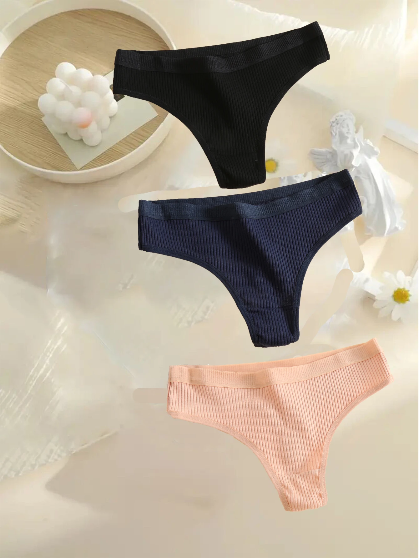 6pcs women cotton underwear Comfortable and breathable G-string Low Rise Soild Colours Underpants