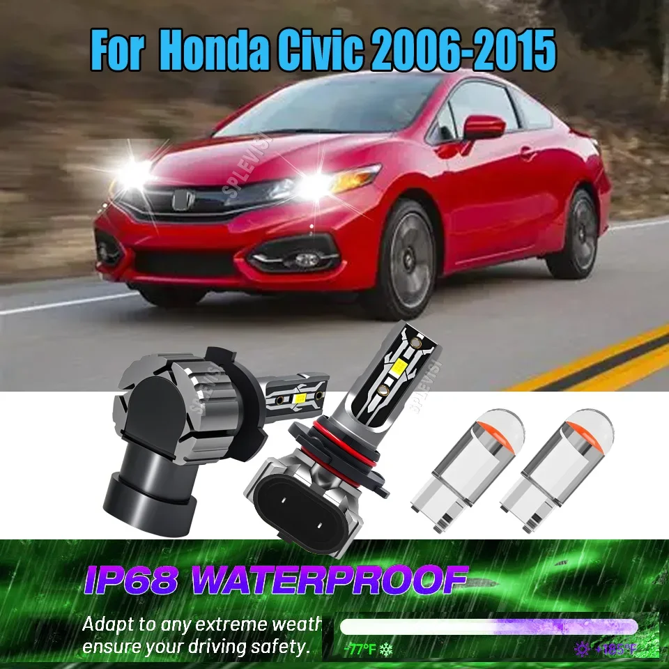 9005 9006 H11 LED Headlight Fog Lights  All-Weather Performance For Honda Civic 2006 2007 2008 2009 2010 2011 2012 2013-2015