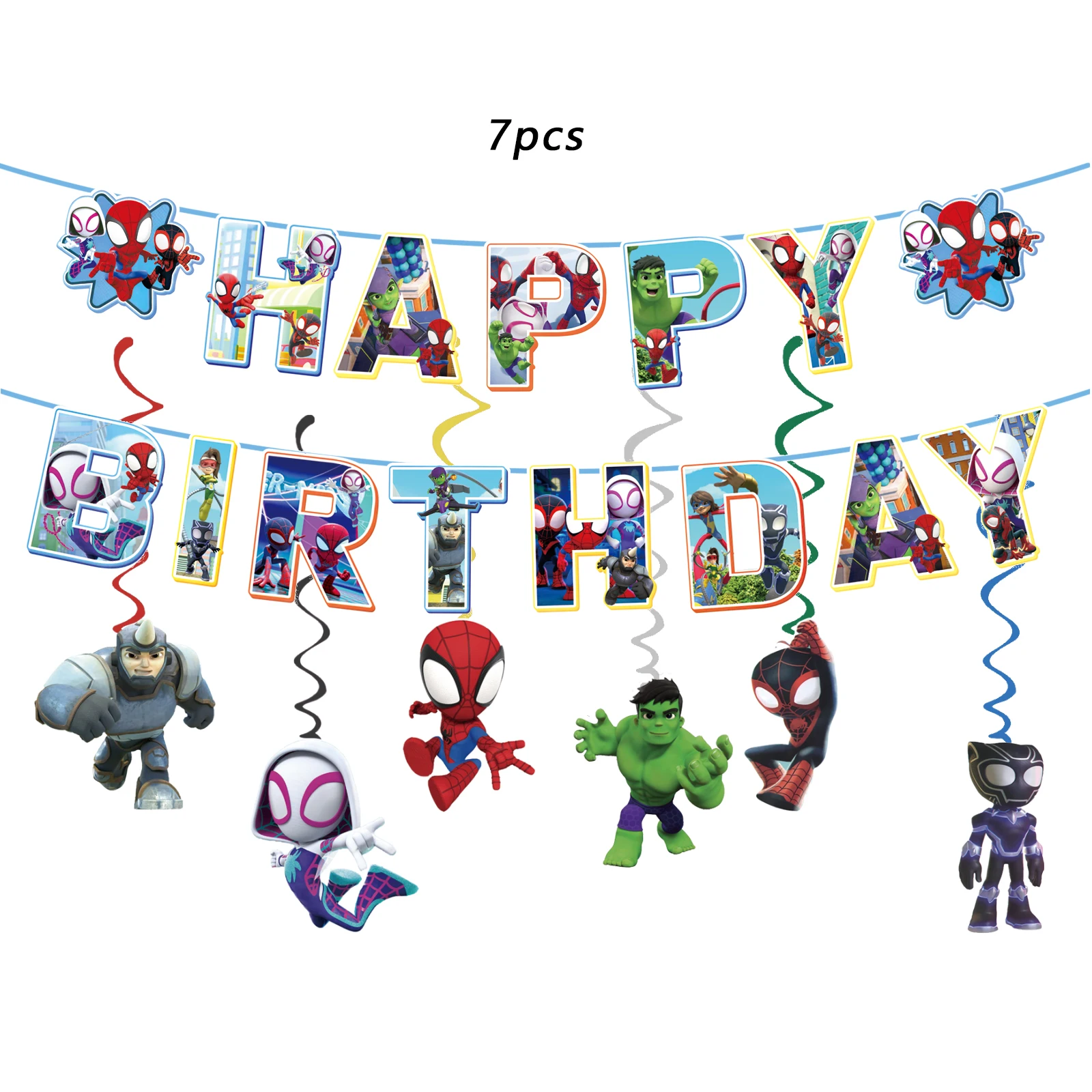 **Spidey And His Amazing Friends Theme Kids Girls Favors Swirls Happy Birthday Events Party Decorations Ceiling Hanging Spirals view 2