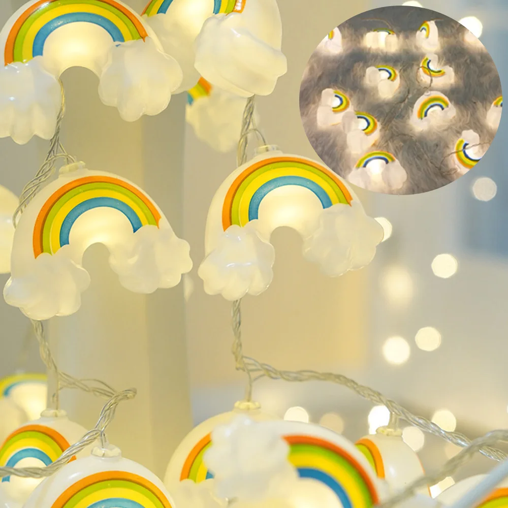 Cloud Rainbow LED String Lights Clouds for Xmas Party Baby Room Santa Claus Window Layout Light String Gift Christmas Eid Decor