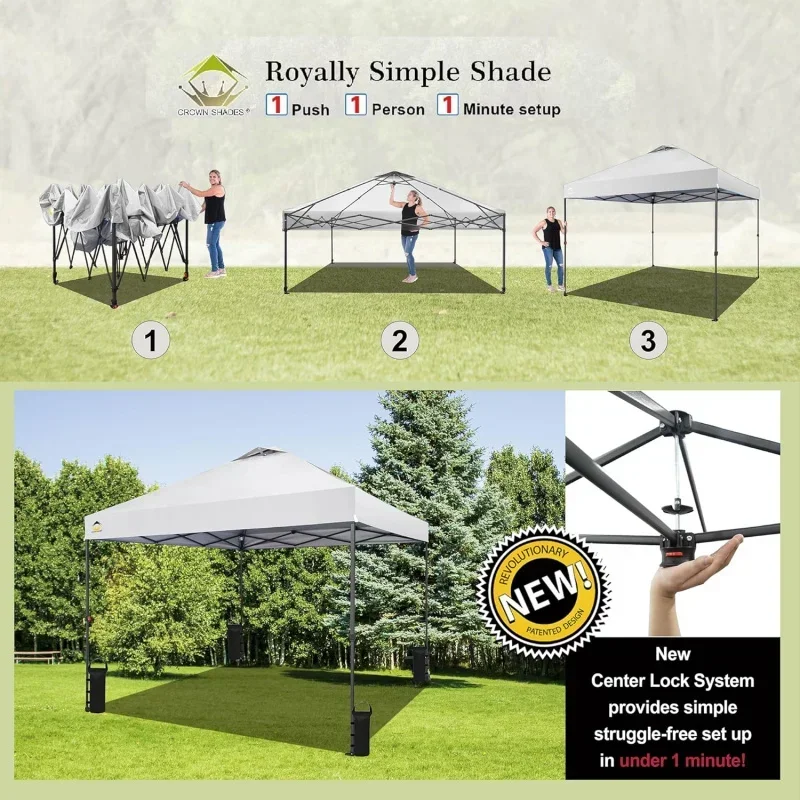 10x10 Up - Beach One Push Setup - STO-N-Go Cover Bag Events, Parties, Silver Coated Top, 3 Height & 4 Sand Bags,