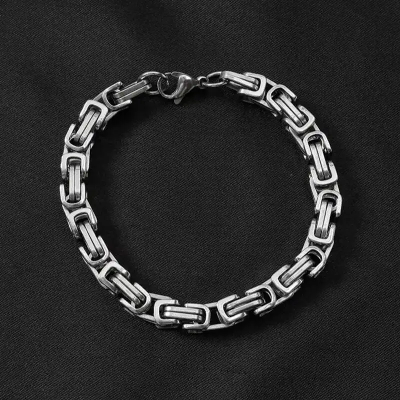 

Мужские браслеты из стерлингового серебра 925 пробы, 6/7/8 мм, византийская цепочка, простой модный мужской браслет в стиле панк-рок, крутой байкерский браслет, подарок для него