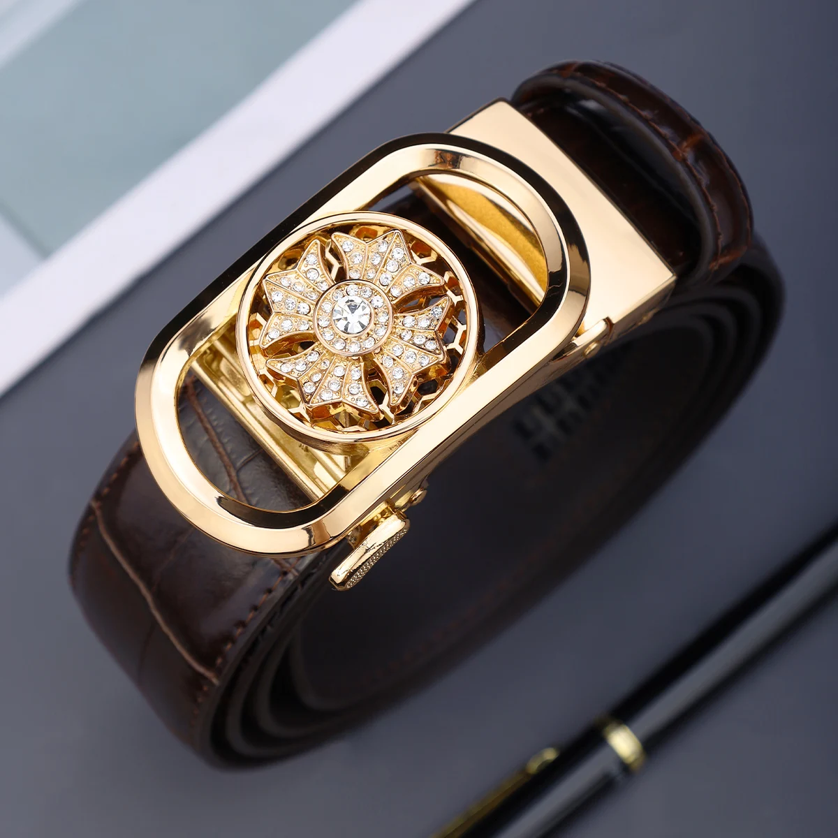 

Мужской кожаный ремень из натуральной замши, повседневная деловая регулируемая пряжка двойного назначения из сплава, модная универсальная повседневная одежда