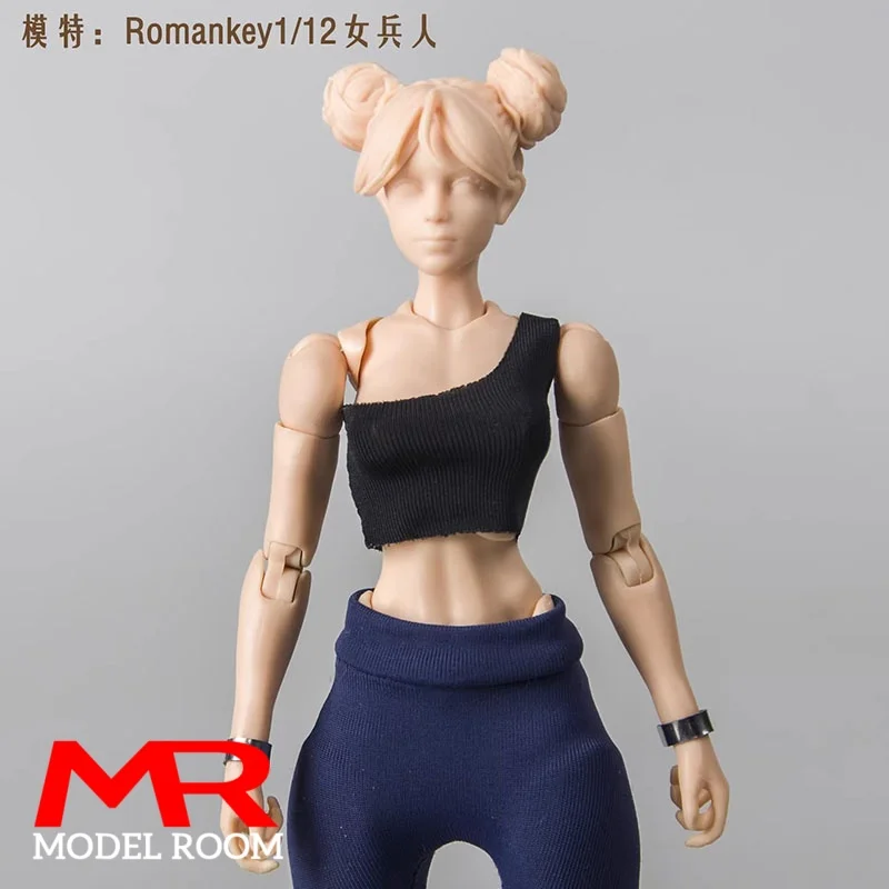Camiseta sin mangas para mujer, chaleco, ropa, modelo apto para 6 pulgadas, figura loca de Romankey, soldado, cuerpo de figura de acción, muñecas, escala 1/12