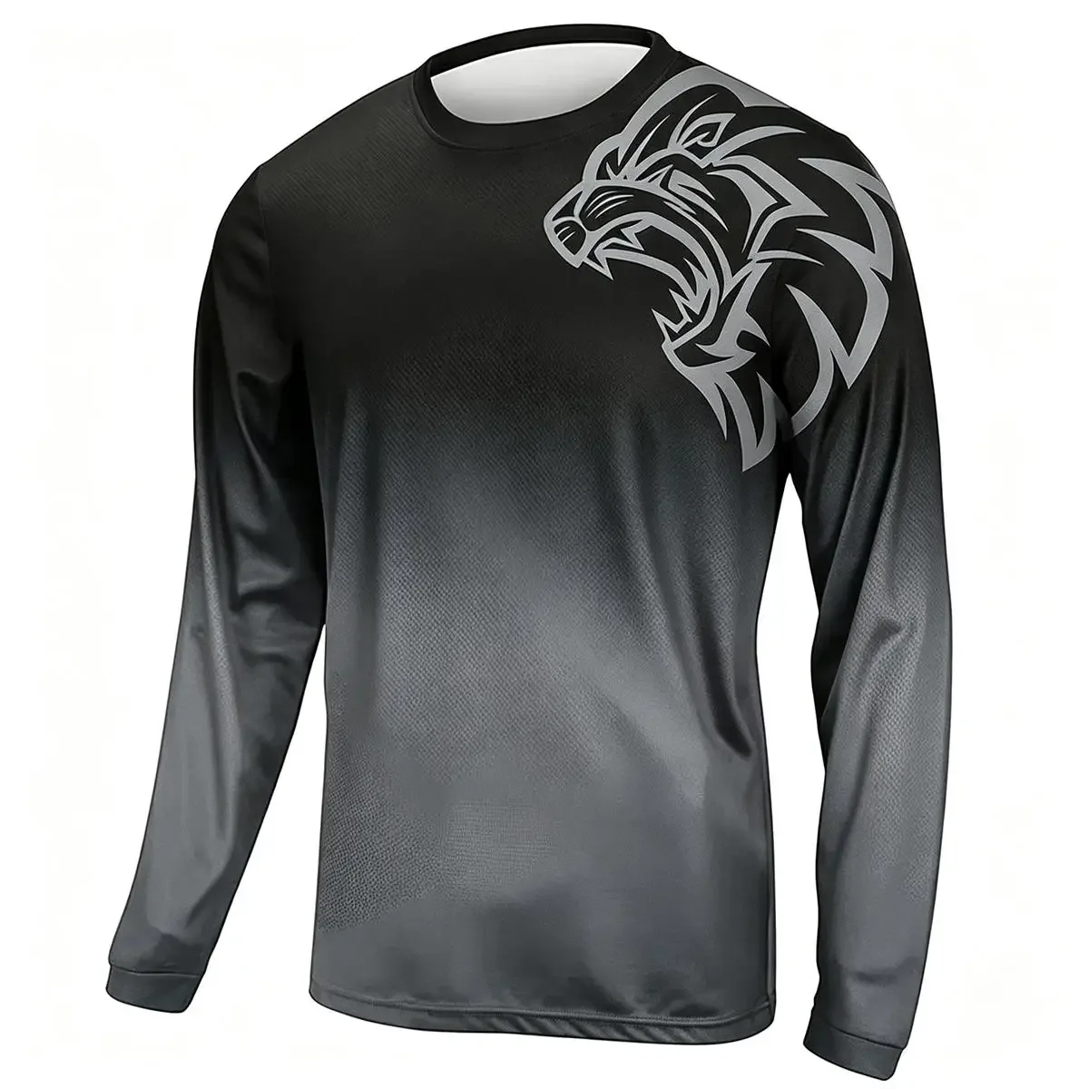Men's 3D Beast Graphic Long Sleeve T-Shirt Gradient Color Casual Crew Neck Top Harajuku Streetwear Oversized Clothes