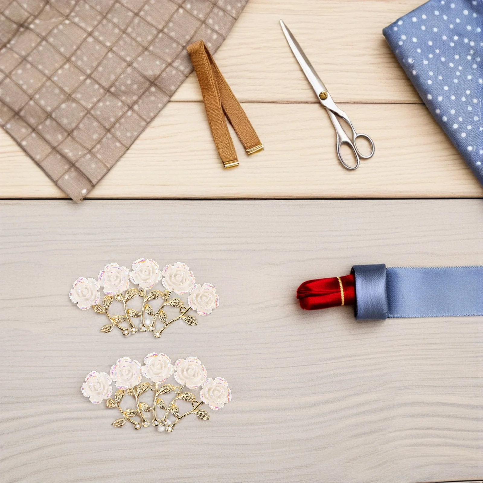 

20Pcs Timeless White Rose Enamel Charms Long Stem Gold Plated Dangle Pendants DIY Necklace Bracelets Flower Theme