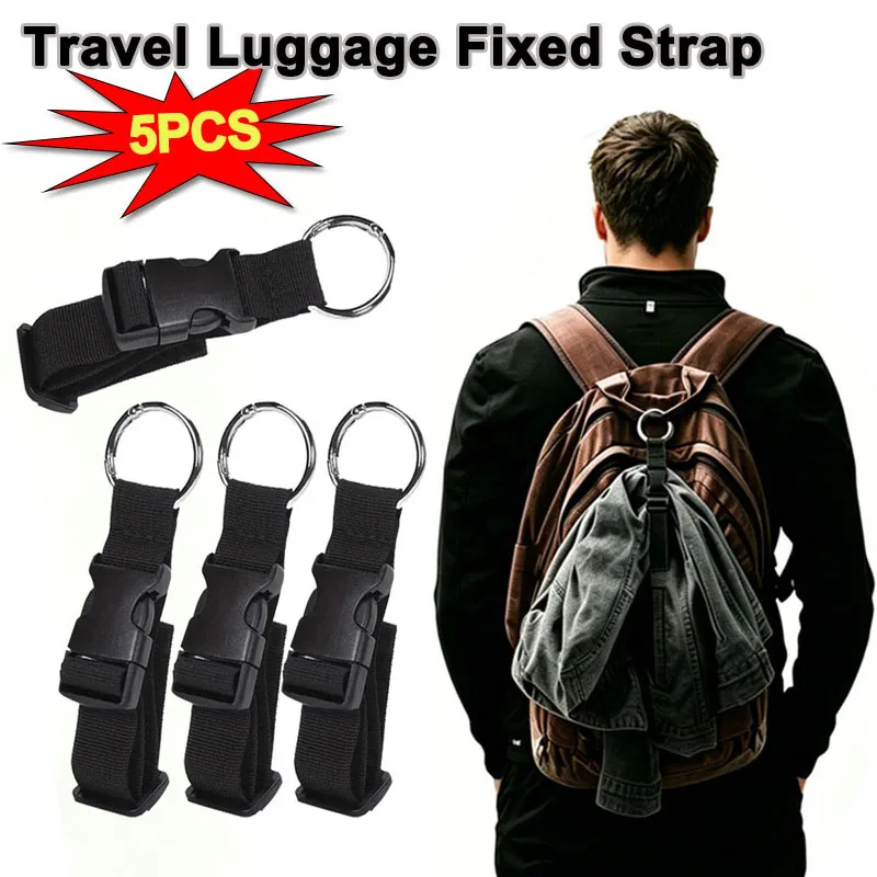 1/3/4/5pcs Travel Luggage Fixed Strap Portable Strap with Release Buckle Backpack External Strap with External Hook BDK01