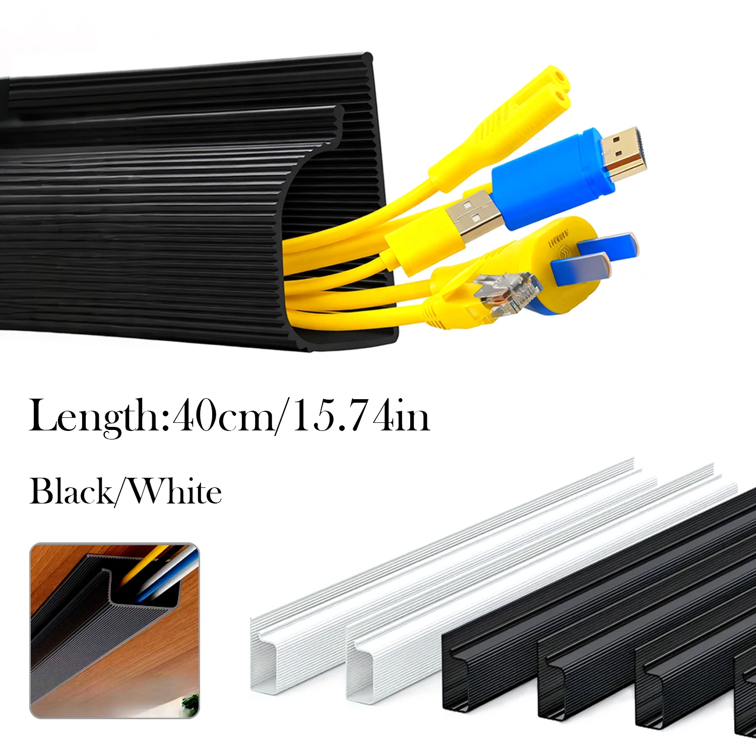 40cm self-adhesive under desk cable organizer - suitable for home and office cable trays easy to install no drilling required