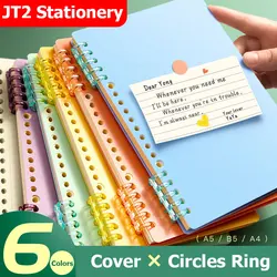 2 Sheets A4 A5 B5 Loose-leaf Book Cover PP Colorful Binder Spiral Ring Transparent Plastic Stationery Office School Supplies