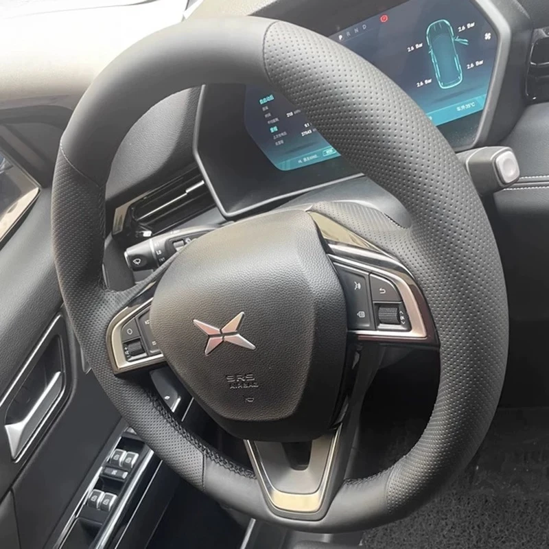 Hand-Stitched Non-Slip genuine Leather car Steering Wheel Cover For XPeng G3 2019-2022 Car parts