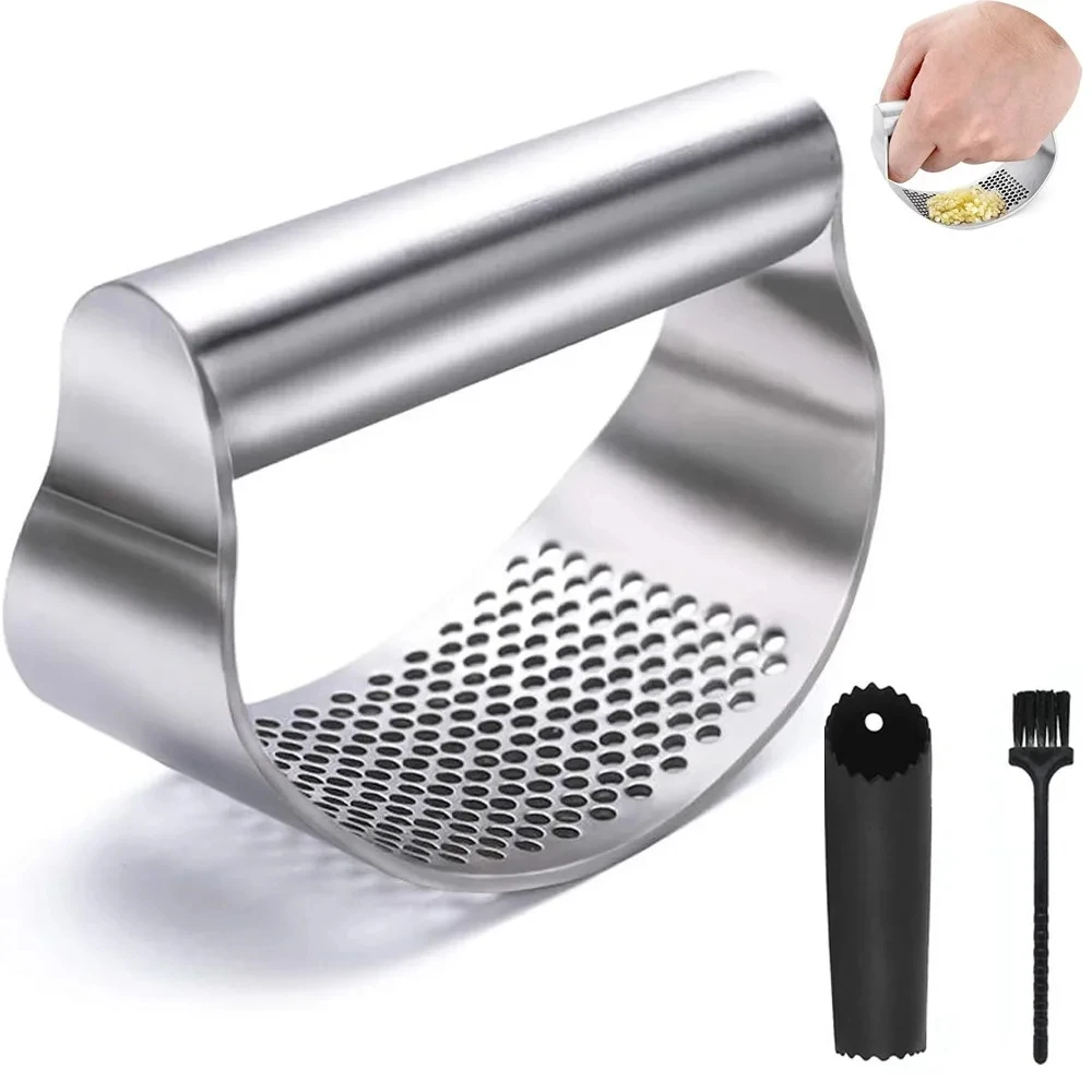 304 Stainless Steel Garlic Press Manual Ginger Crusher Paste Masher Upgraded Creative Kitchen Gadgets Tools