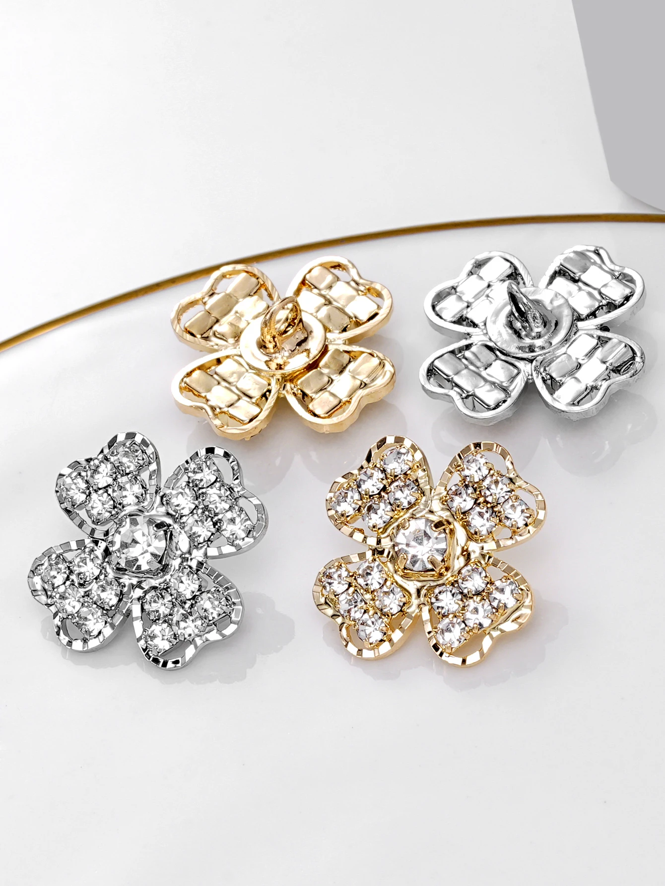 4/10/50pcs/pack 17mm Shiny floral inlaid rhinestone metal buttons, Sewing Accessories for Clothing Buttons