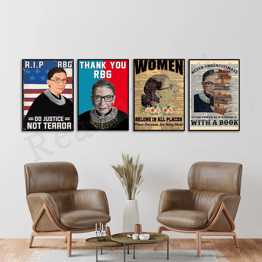 Ruth Bader Ginsburg Quotes, Infamous RBG Poster, Never Underestimate the Power of Women's Books, Book Fan Gifts, Women's Rights