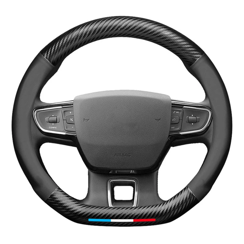 Anti-slip Leather Carbon Fiber Steering Wheel Cover For Citroen C1 C2 C3 C4 C5 C6 C4L VTS Berlingo Picasso Aircross Sega Elysee