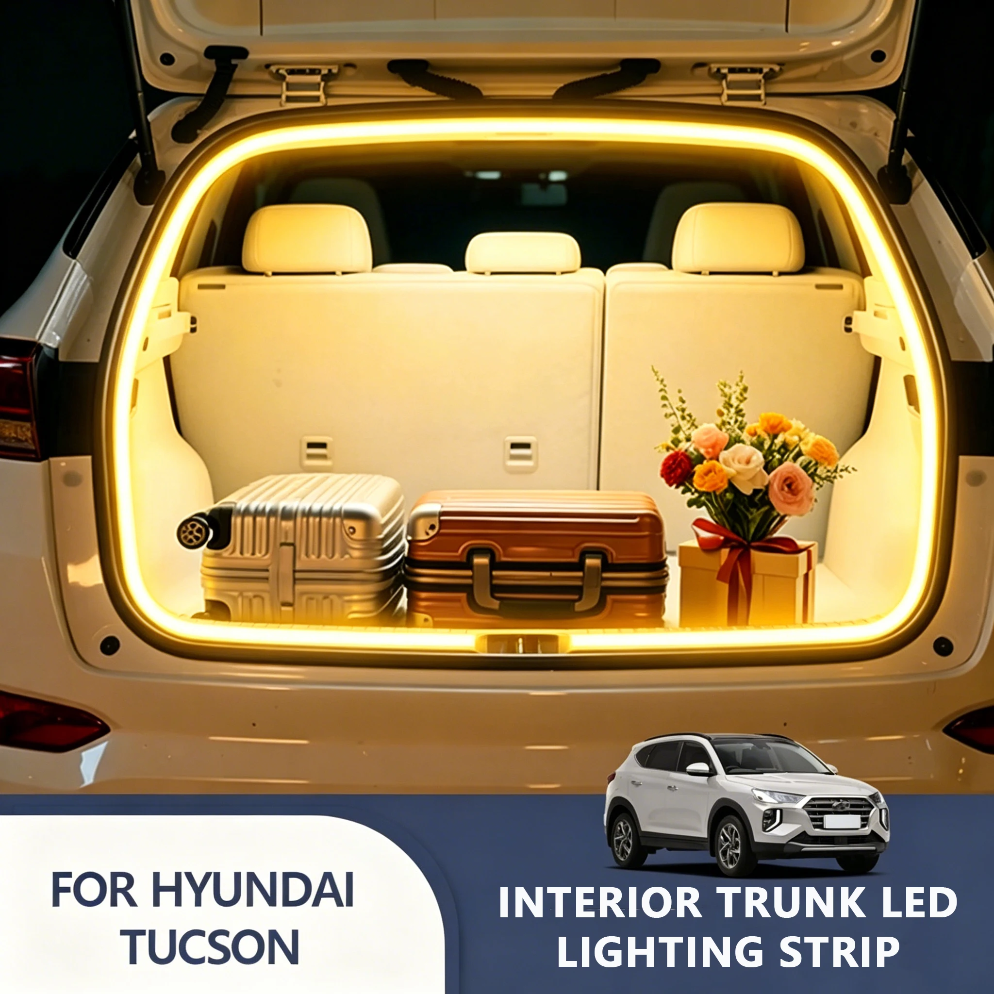 

FOR HYUNDAI TUCSON Rear Trunk LED Light Bar Strips Trunk Interior Decorative Lamp Strip Luggage Atmosphere Light