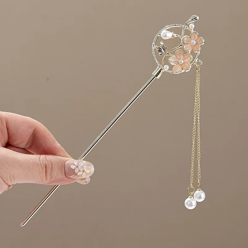 Women's Elegant Flower Hairpin with Blue Flower Tassel