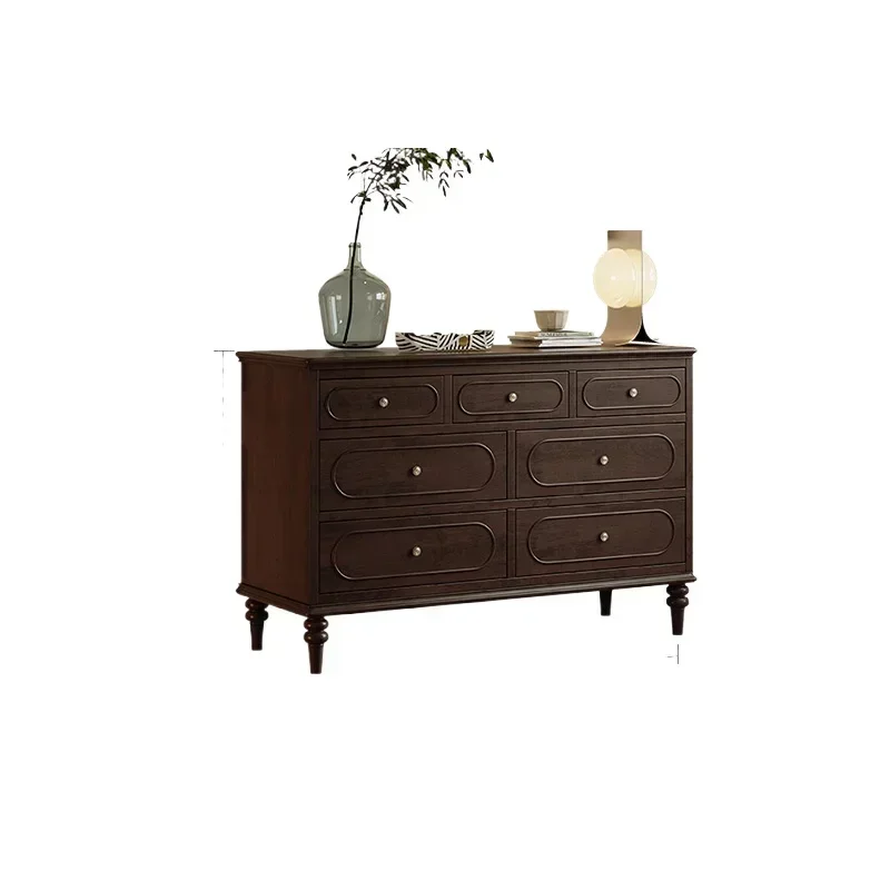 French retro solid wood chest small apartment bedroom seven chest cabinet American master bedroom locker medium storage cabinet