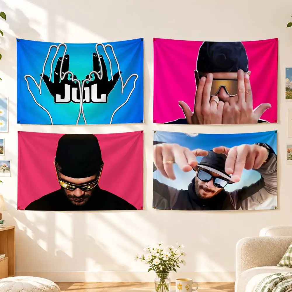 French Rap J-Jul Flags Wall Hanging Background Art Banner for Bedroom Home Outdoor Decor