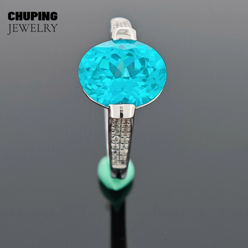 

ChuPing Jewelry Lab Параиба овальной формы S925 Серебряный корт Светлый роскошный и нишевый дизайн сказочные украшения