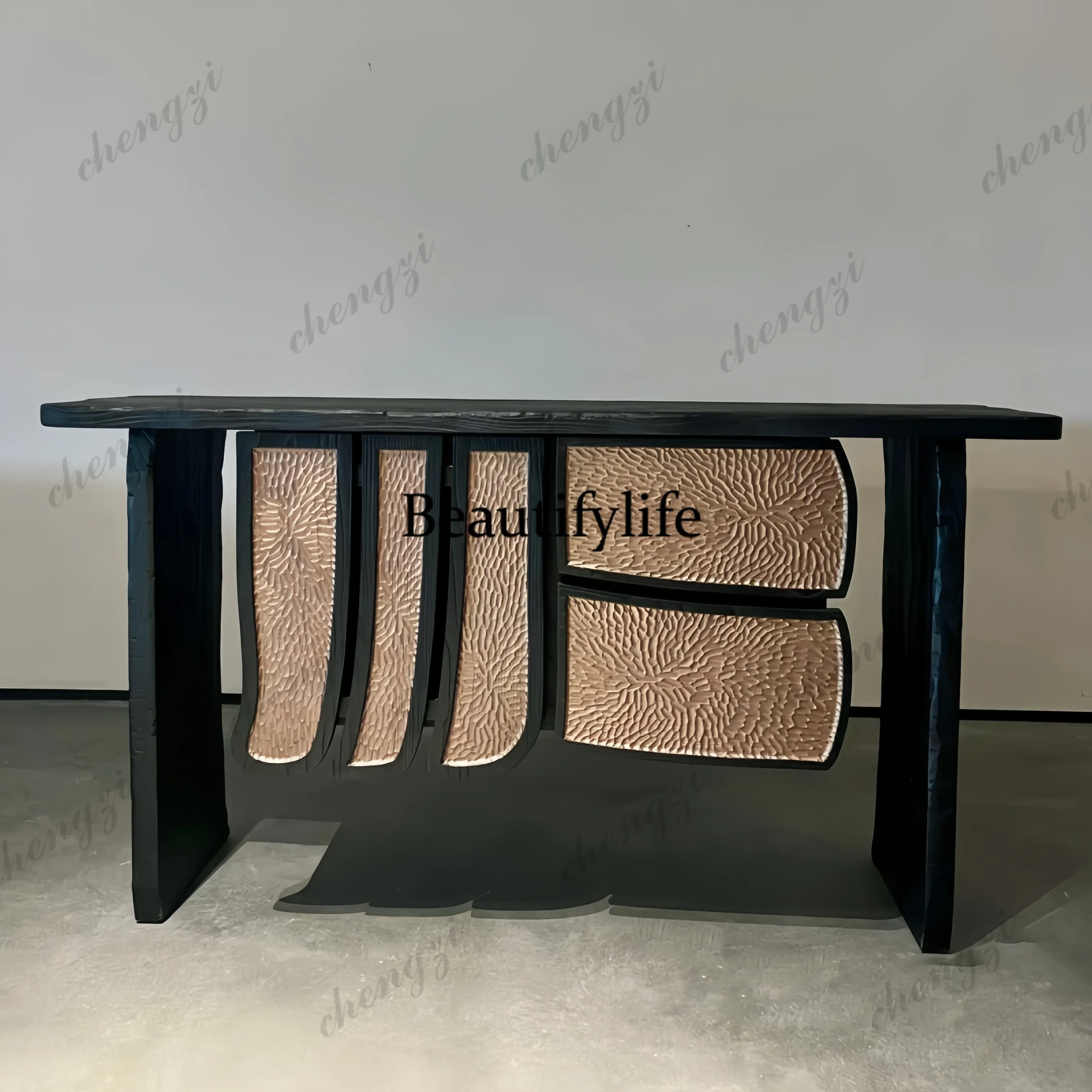 Medieval solid wood carved entrance table, living room home, entrance cabinet, hotel, homestay retro decorative cabinet